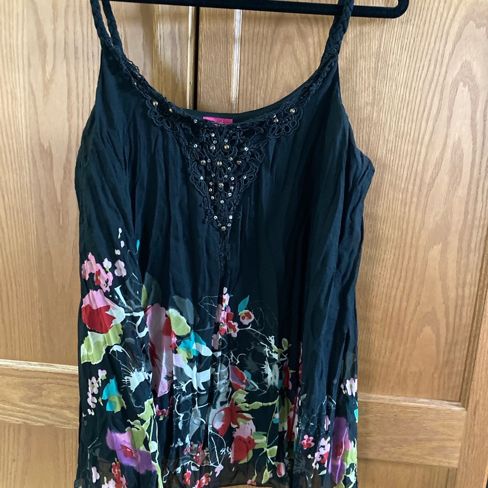 Braided straps, swingtop Size 12-14 Beautiful asymmetrical floral pattern Vfront
